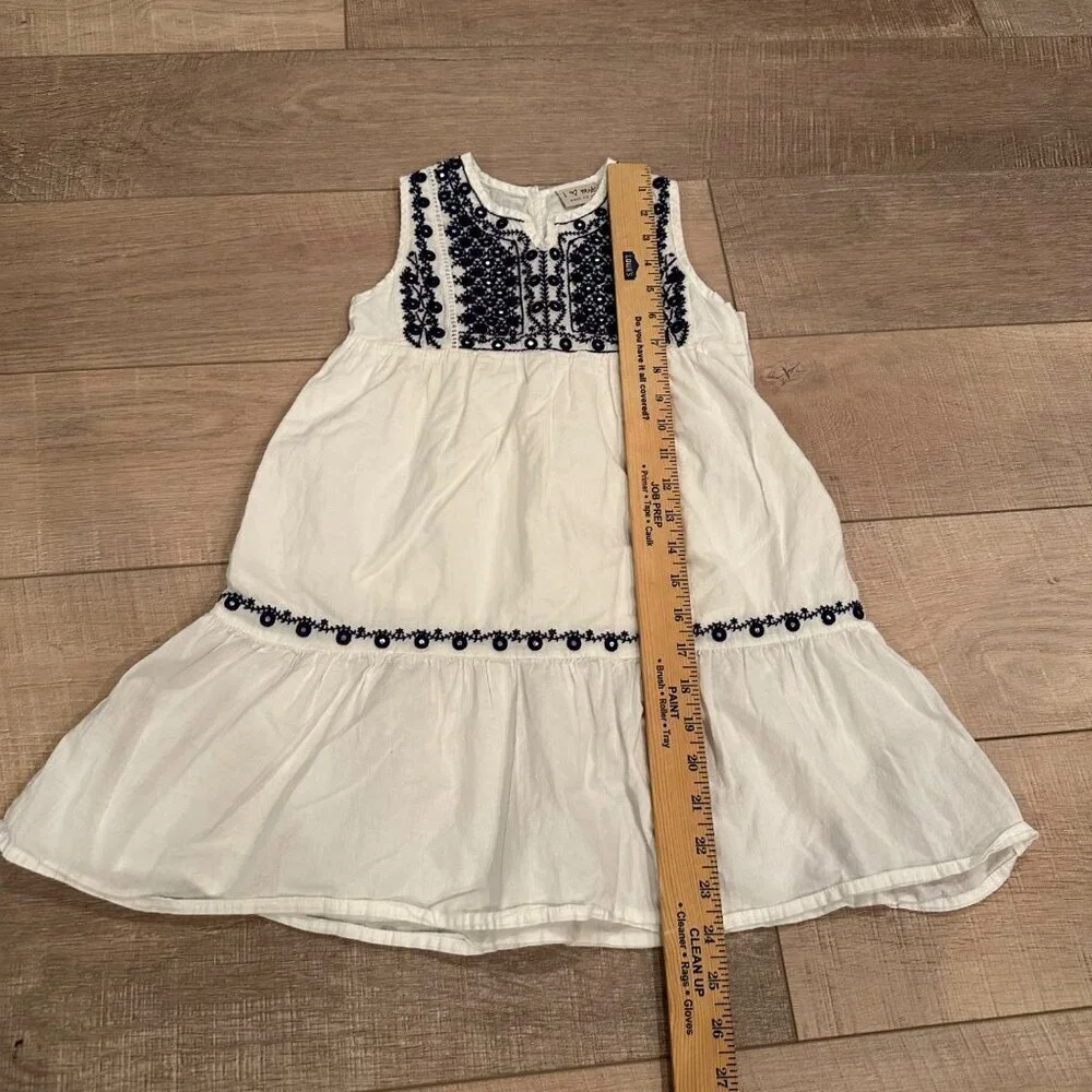 NEXT GIRLS WHITE AND BLUE DRESS SIZE 7